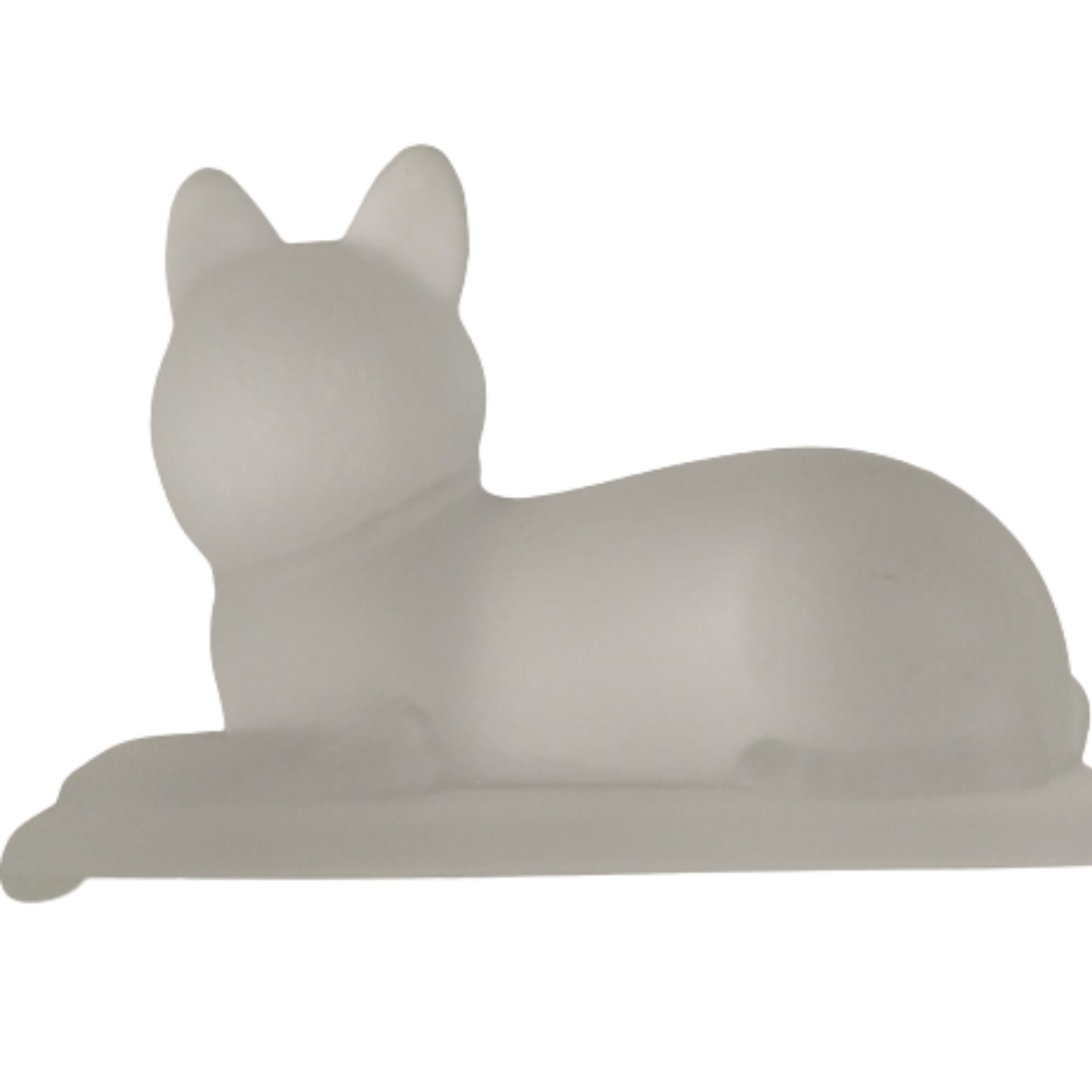 Cat Figurine Opaque Crystal Glass Paperweight 4" - Picture 3 of 8